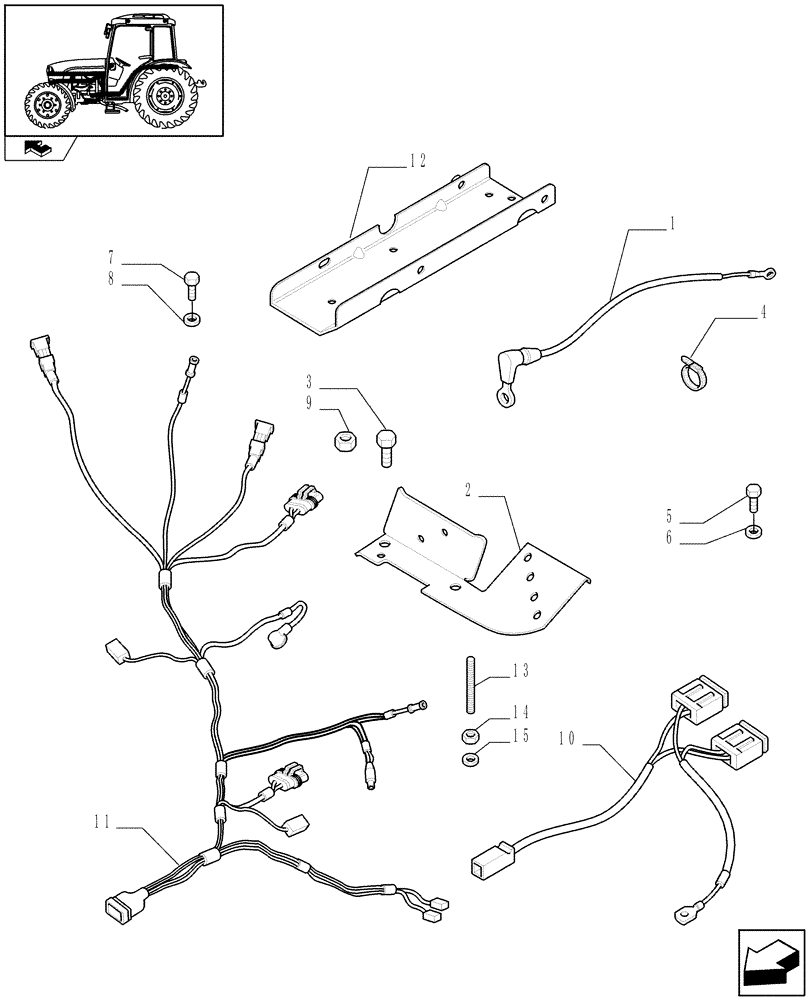 Схема запчастей Case IH FARMALL 75C - (1.75.4/01) - AUXILIARY CABLES LESS BATTERY ISOLATOR SWICTH (VAR.333006) (06) - ELECTRICAL SYSTEMS