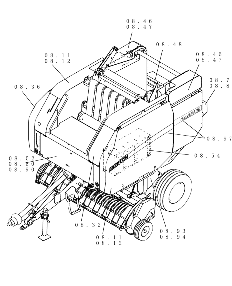 Схема запчастей Case IH RBX462 - (SECTION 08[RBX462]) - PICTORIAL INDEX, SHEET METAL & DECALS (00) - GENERAL