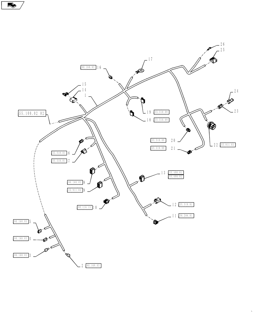 Схема запчастей Case IH 4430 - (55.100.02[03]) - MAIN CAB HARNESS (55) - ELECTRICAL SYSTEMS