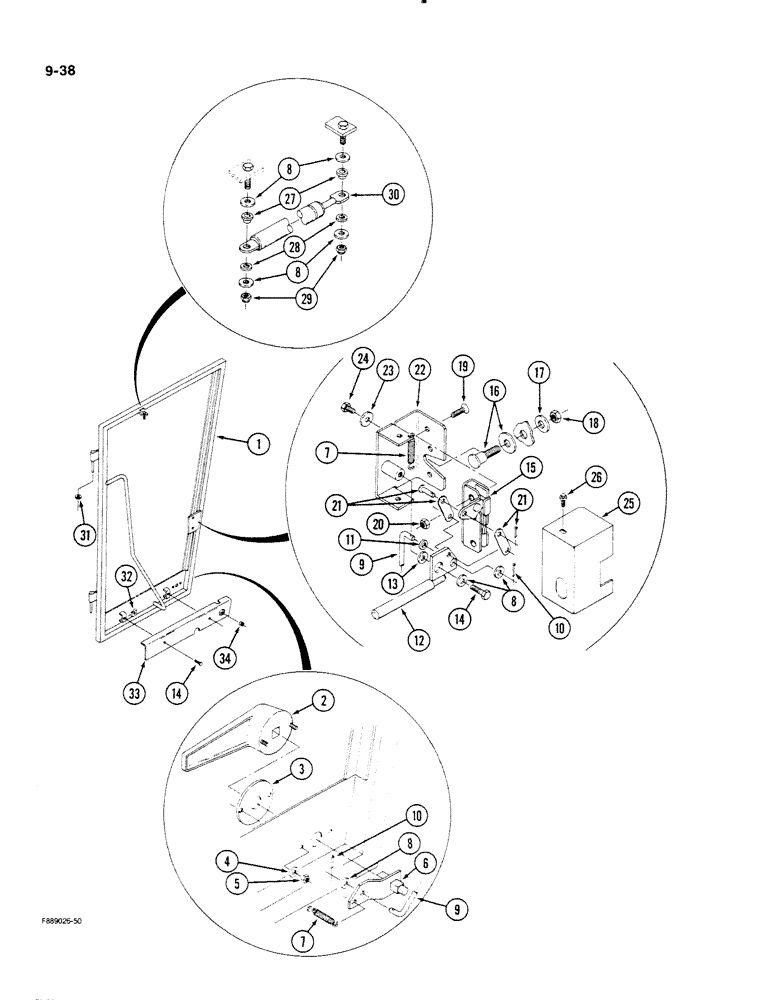 Схема запчастей Case IH STEIGER - (9-038) - CAB DOOR AND LATCH (09) - CHASSIS/ATTACHMENTS