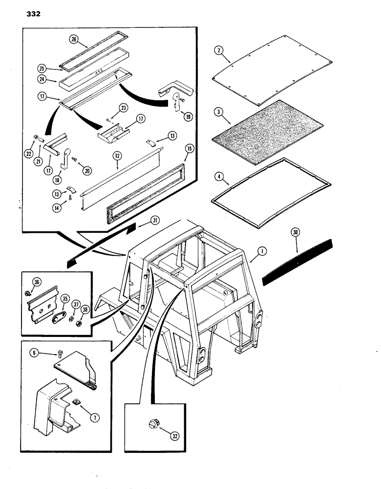 Схема запчастей Case IH 770 - (332) - CAB, UPPER SHEET METAL (09) - CHASSIS/ATTACHMENTS