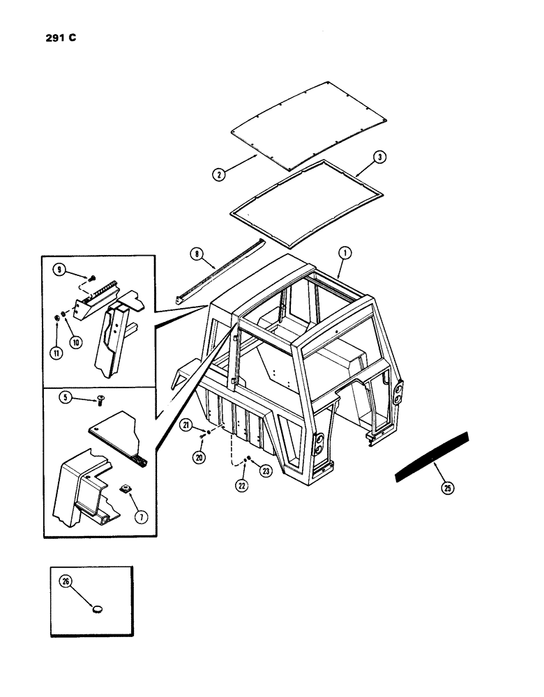 Схема запчастей Case IH 770 - (291C) - CAB, UPPER SHEET METAL, HINSON (09) - CHASSIS/ATTACHMENTS