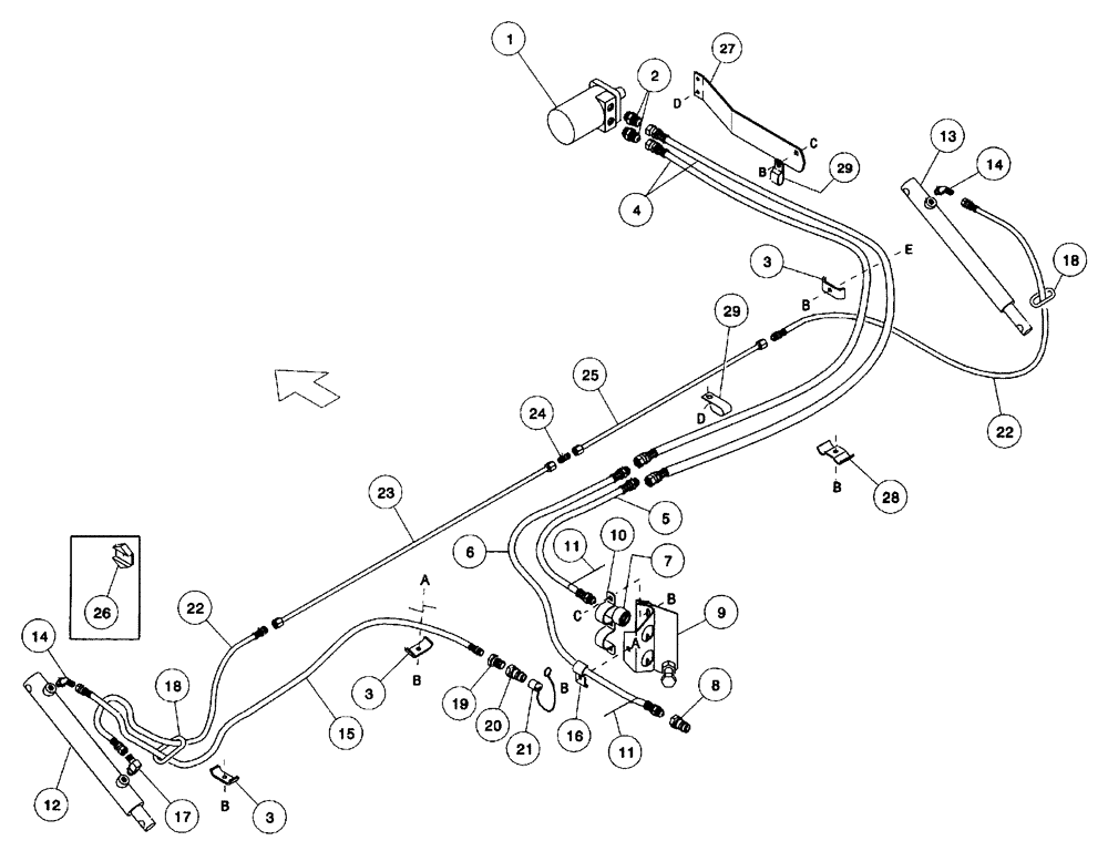 Схема запчастей Case IH 1052 - (09-11) - HYDRAULIC CIRCUIT - REEL LIFT AND REEL DRIVE, 21.0 AND 25.0 FOOT HEADER (09) - CHASSIS