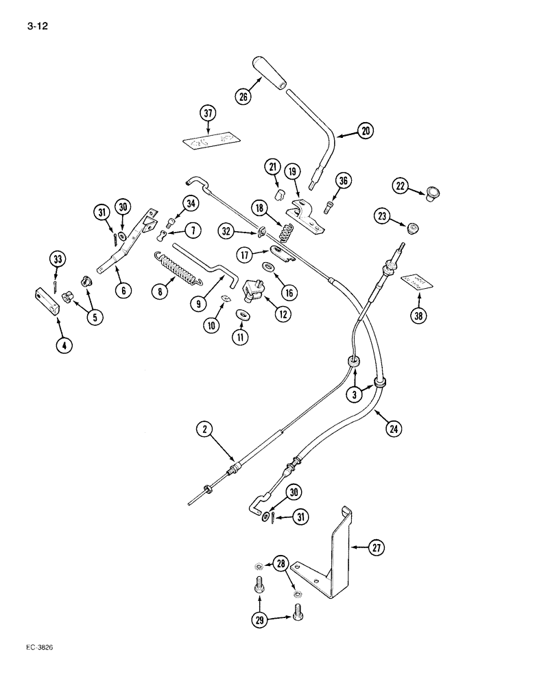Схема запчастей Case IH 895 - (3-12) - GOVERNOR AND FUEL SHUT OFF CONTROL, TRACTOR WITH CAB (03) - FUEL SYSTEM