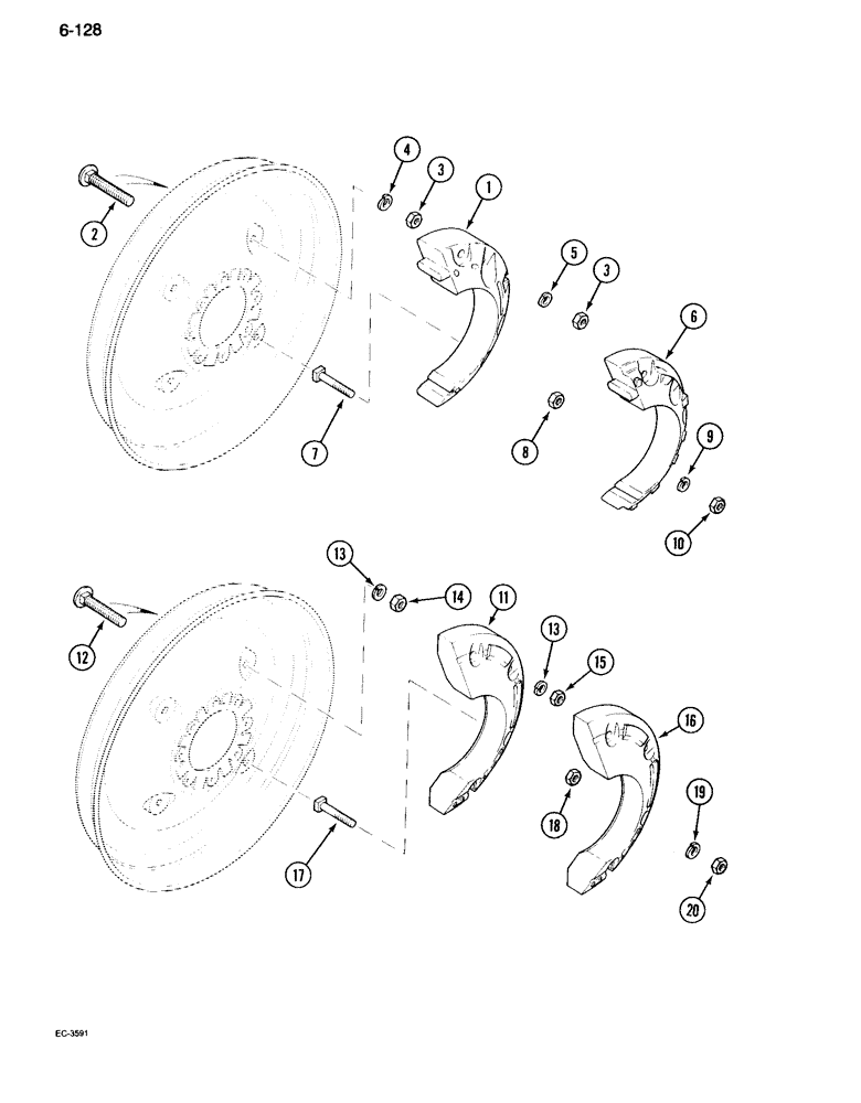 Схема запчастей Case IH 995 - (6-128) - REAR WHEEL WEIGHTS, SPLIT TYPE (06) - POWER TRAIN