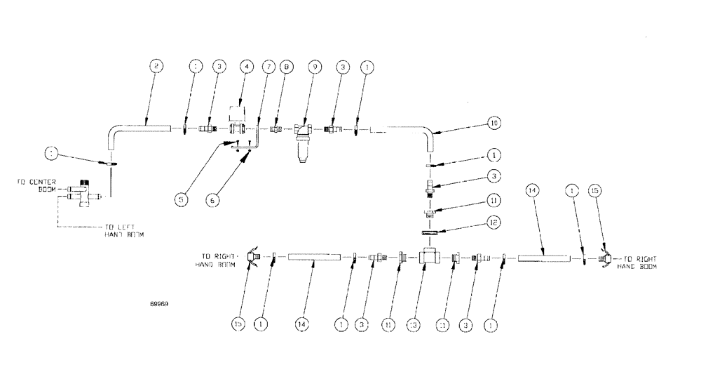 Схема запчастей Case IH SPX3185 - (09-024) - LIQUID PLUMBING - 75 3-BOOM SHUTOFF RH BOOM Liquid Plumbing