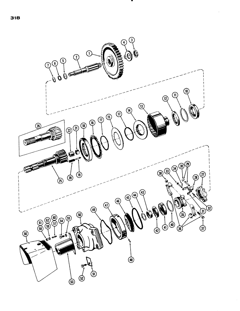 Схема запчастей Case IH 730 SERIES - (318) - P.T.O ASSEMBLY (06) - POWER TRAIN