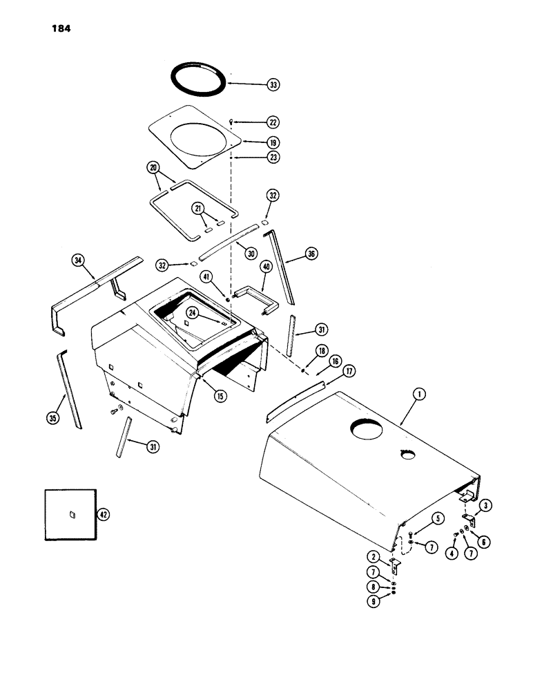 Схема запчастей Case IH 1170 - (184) - HOOD (09) - CHASSIS/ATTACHMENTS