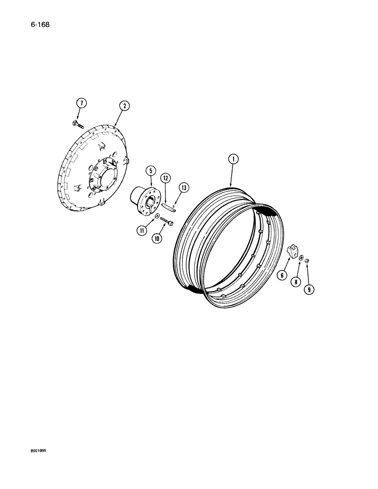 Схема запчастей Case IH 7150 - (6-168) - SOLID CAST REAR WHEELS, 38 AND 42 INCH RIMS (06) - POWER TRAIN