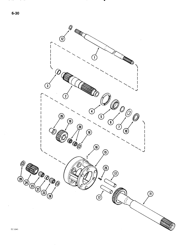Схема запчастей Case IH 2096 - (6-030) - POWER SHIFT TRANSMISSION, PLANETARY CLUTCH, TRANSMISSION SERIAL NUMBER 16264559 AND AFTER (06) - POWER TRAIN