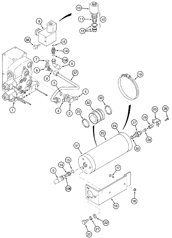 Схема запчастей Case IH 2366 - (08-34) - ACCUMULATOR - MOUNTING AND SYSTEM - BSN JJC0252949 (07) - HYDRAULICS