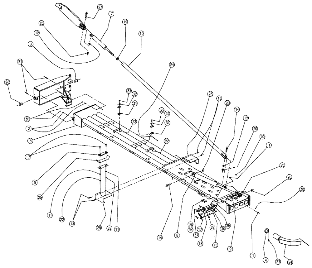 Схема запчастей Case IH 810 - (04-008) - BOOM GROUP, 3.0", 60, INNER, LH Boom Group