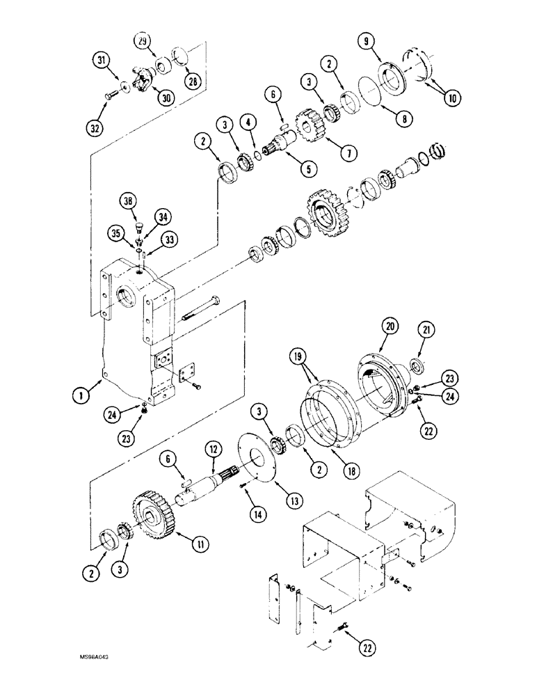 Схема запчастей Case IH 9330 - (6-066) - PTO TRANSFER CASE ASSEMBLY (06) - POWER TRAIN