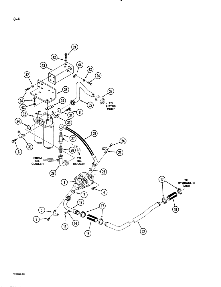Схема запчастей Case IH STEIGER - (8-04) - HYDRAULIC SYSTEM, CHARGE PUMP AND FILTER (08) - HYDRAULICS