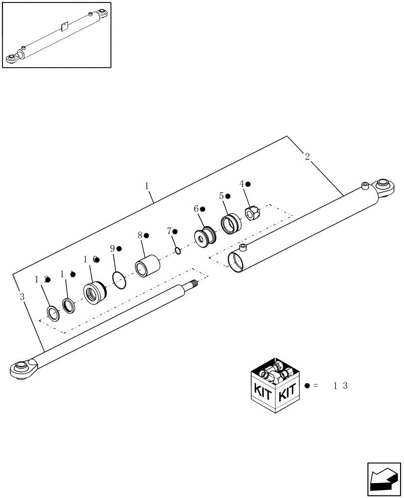 Схема запчастей Case IH WRX301 - (35.900.02[01]) - OPENING CYLINDER COMPONENTS, 12 WHEEL RAKE (35) - HYDRAULIC SYSTEMS