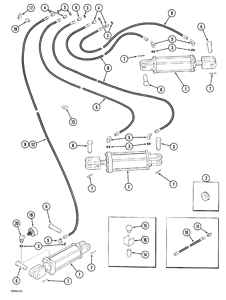 Схема запчастей Case IH 7500 - (08-05) - HYDRAULIC SYSTEM, ON THE LAND PLOWS, PRIOR TO P.I.N. JAG0303580 (08) - HYDRAULICS