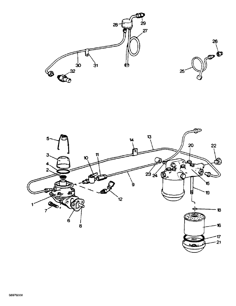 Схема запчастей Case IH 1210 - (3-06) - FUEL FEED PUMP, FILTERS AND PIPES (03) - FUEL SYSTEM