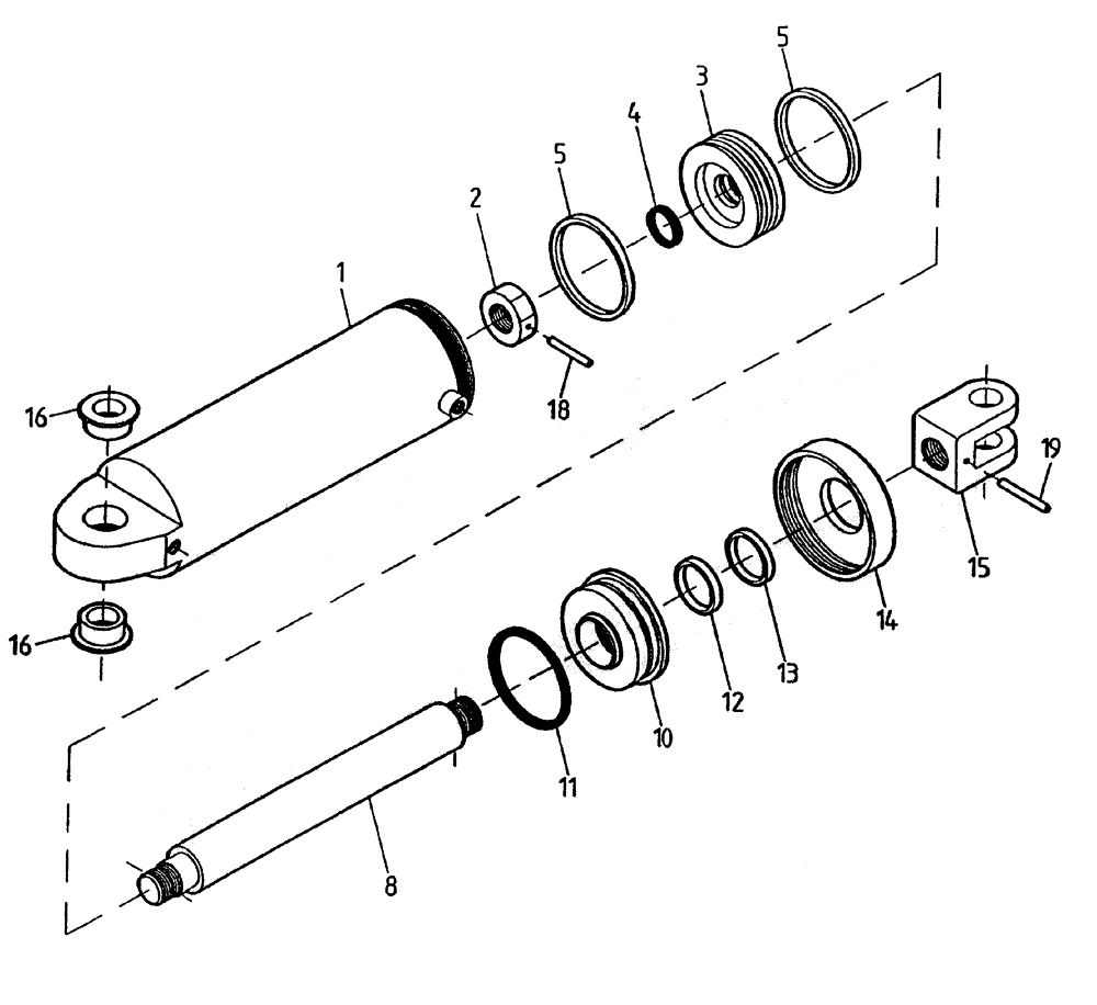 Схема запчастей Case IH 7000 - (B01-45) - HYDRAULIC CYLINDER (ELEVATOR SLEW) Hydraulic Components & Circuits