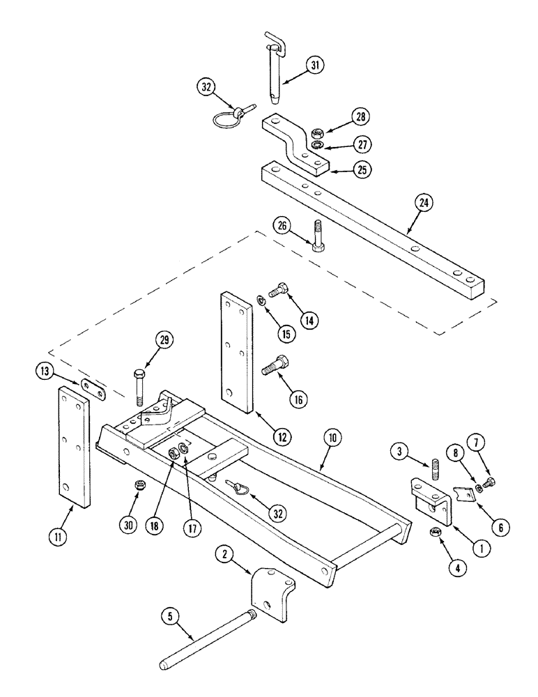 Схема запчастей Case IH 1394 - (9-390) - UNIVERSAL DRAWBAR, P.I.N. 11505480 AND AFTER (09) - CHASSIS/ATTACHMENTS