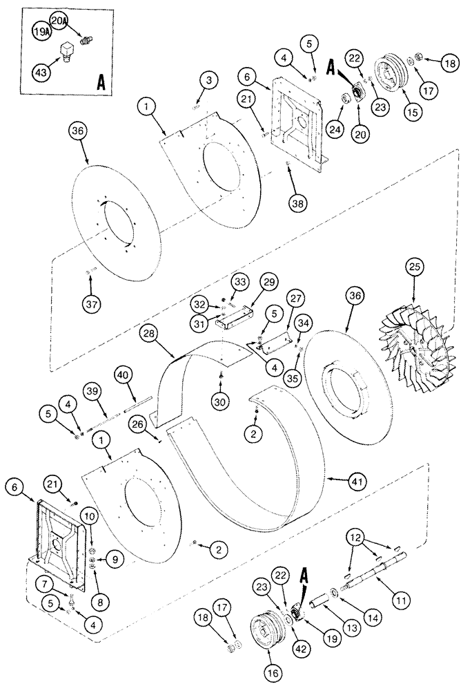 Схема запчастей Case IH 2555 - (09C-11) - REAR FAN (15) - HANDLING SYSTEM
