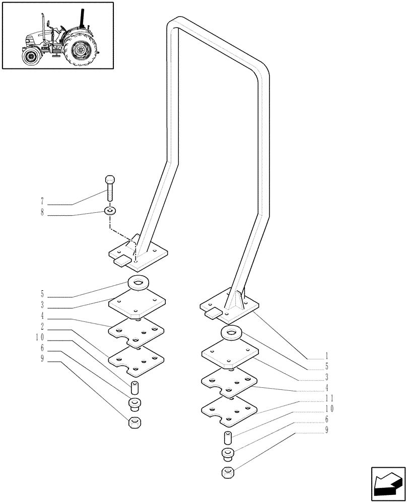 Схема запчастей Case IH JX80 - (1.92.89[01]) - SAFETY FRAME - L/CAB - C5973 (10) - OPERATORS PLATFORM/CAB