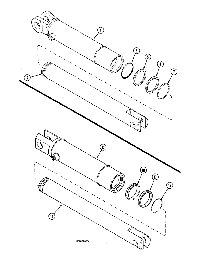 Схема запчастей Case IH 955 - (8-090) - HYD. CYL. - 145622C91 & 841038C91, ROW MARKER, 6 ROW WIDE & 8 ROW NARROW RIGID ALL VERTICAL FOLD (08) - HYDRAULICS