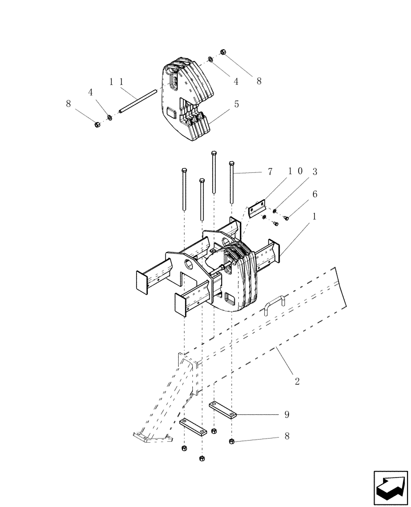 Схема запчастей Case IH 40 - (39.110.03) - WEIGHT BRACKET KIT (WING) (39) - FRAMES AND BALLASTING