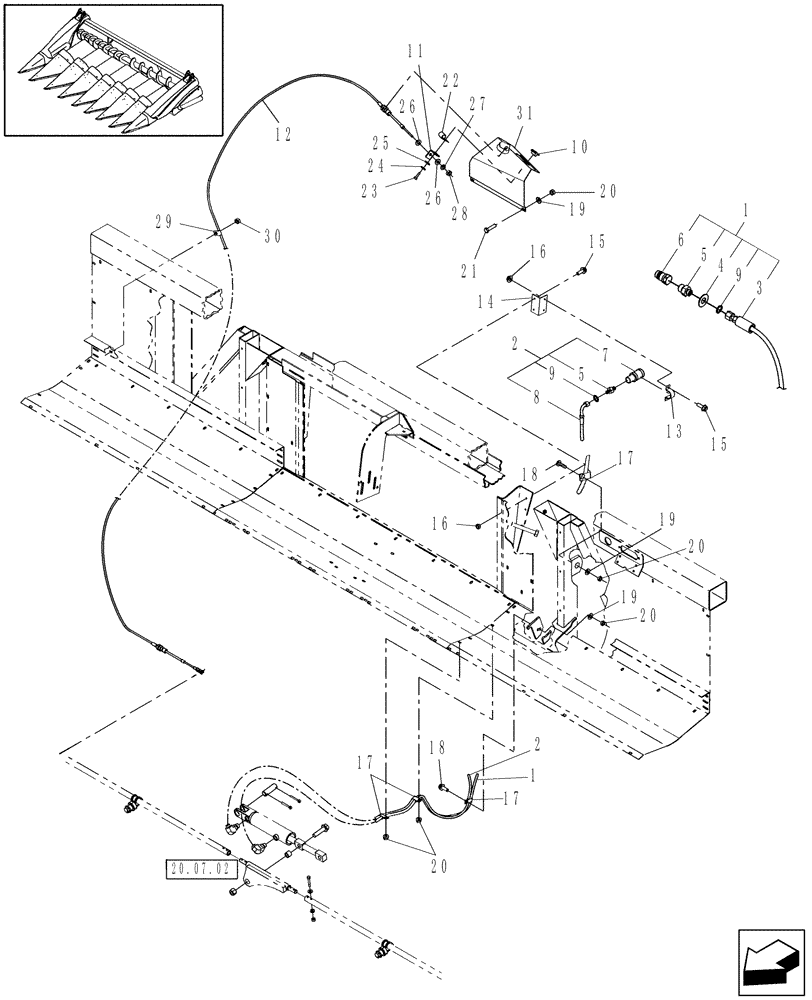Схема запчастей Case IH 3212-20 - (20.07.01) - HYDRAULIC CONTROL, SUPPLY, RETURN, POSITION INDICATOR (58) - ATTACHMENTS/HEADERS