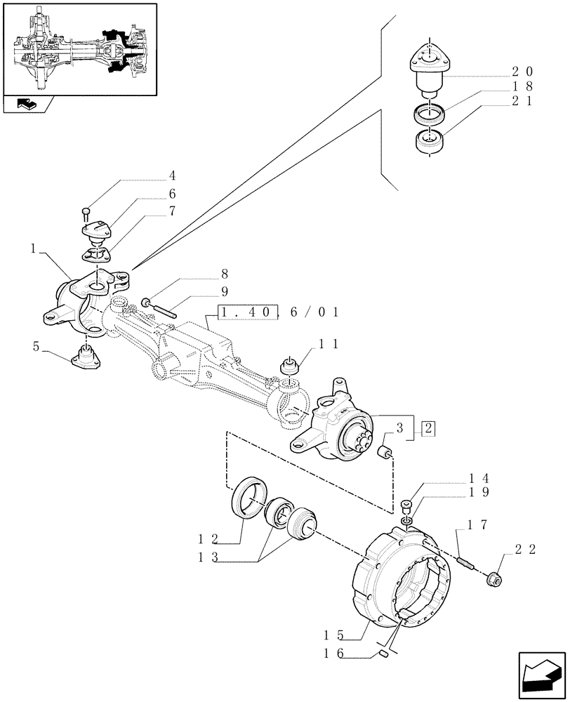 Схема запчастей Case IH PUMA 125 - (1.40. 6/02) - 4WD (CL.3) FRONT AXLE WITH LIMITED SLIP DIFF. L/ST. SENSOR W/BRAKES - HUBS (VAR.330425) (04) - FRONT AXLE & STEERING