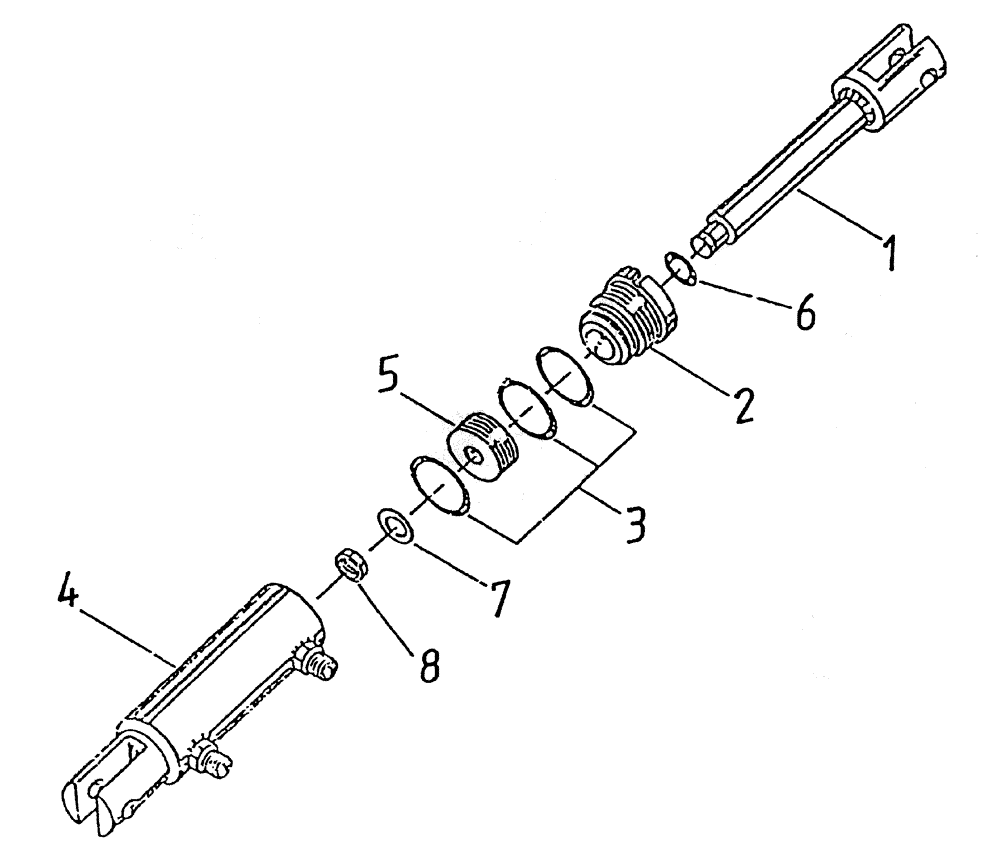 Схема запчастей Case IH 7000 - (B01-55A) - HYDRAULIC CYLINDER (EXTRACTOR BIN FLAP), SERIAL #8017 TO Hydraulic Components & Circuits