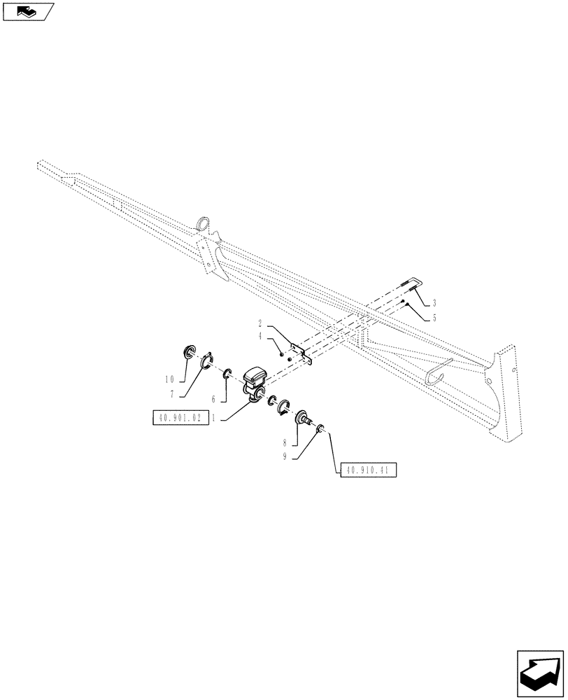 Схема запчастей Case IH 4430 - (40.910.42) - OUTER BOOM PLUMBING, 6 SECTION, LO-FLOW, LH/RH, 90/100 BOOM (40 ) - PLUMBING