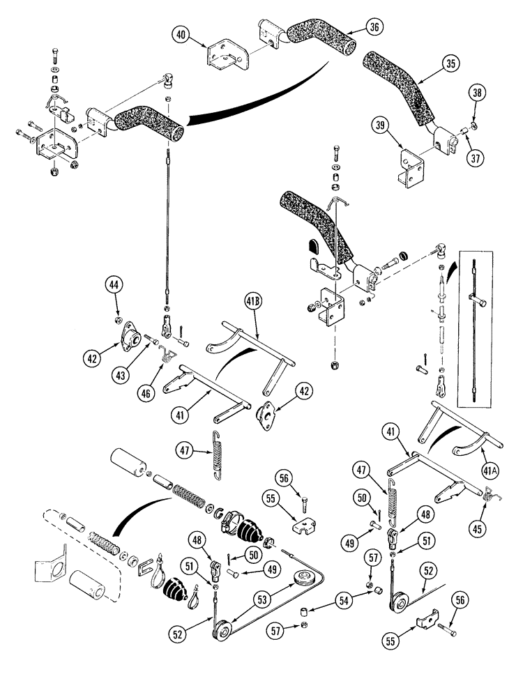 Схема запчастей Case IH 1835C - (7-04) - PARKING LATCH AND SEAT BARS USED ON MODELS WITH DUAL SEAT BARS AND TWO PULLEYS PER SIDE (07) - BRAKES
