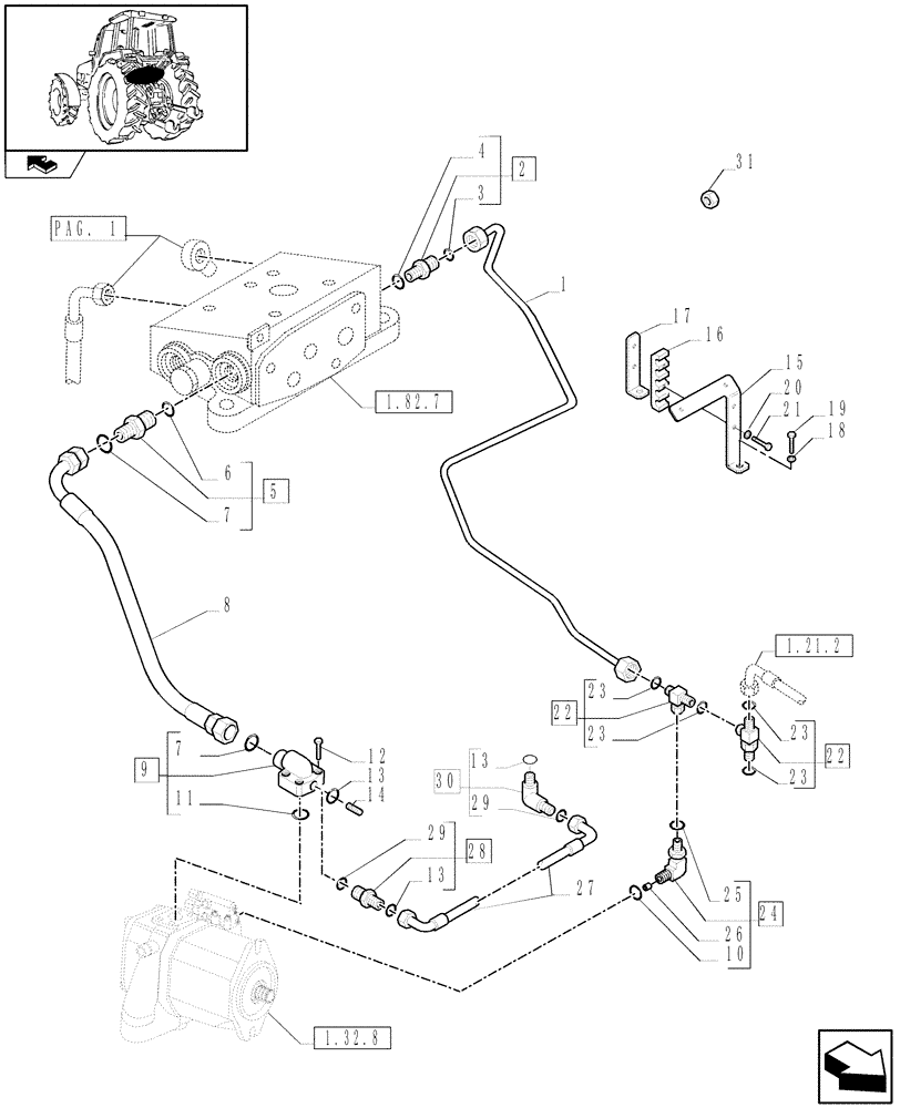 Схема запчастей Case IH PUMA 140 - (1.82.1[02]) - LIFTER LINES (07) - HYDRAULIC SYSTEM