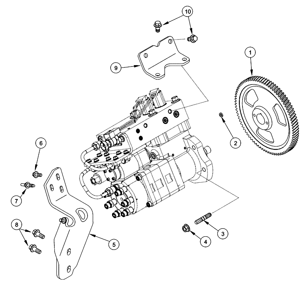 Схема запчастей Case IH FLX3510 - (02-082) - FUEL INJECTION PUMP - GEAR AND MOUNTING BRACKETS, FLX 3010 & FLX 3510 (01) - ENGINE