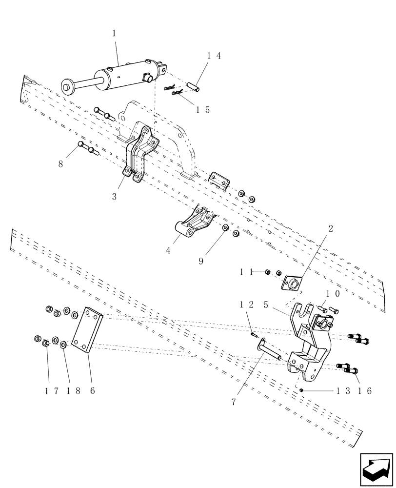 Схема запчастей Case IH 40 - (39.100.06[01]) - SUBBAR CYLINDER MOUNT ASSEMBLY (39) - FRAMES AND BALLASTING