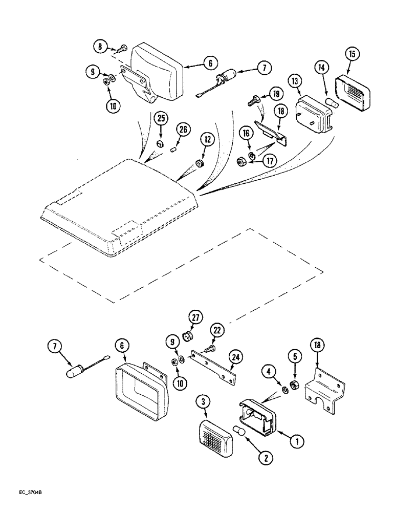 Схема запчастей Case IH 3230 - (4-018) - CAB LIGHTS, WORK AND WARNING (04) - ELECTRICAL SYSTEMS