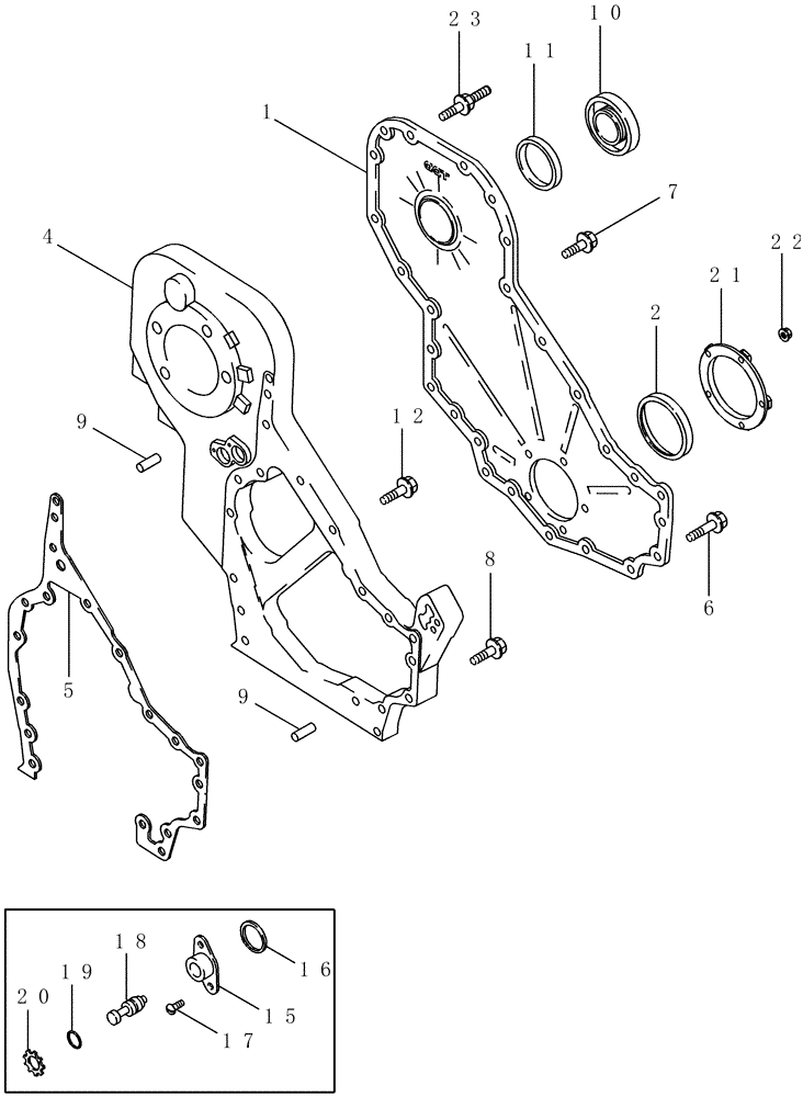 Схема запчастей Case IH MX210 - (02-13) - FRONT GEAR COVER, MX210 AND MX230 (02) - ENGINE