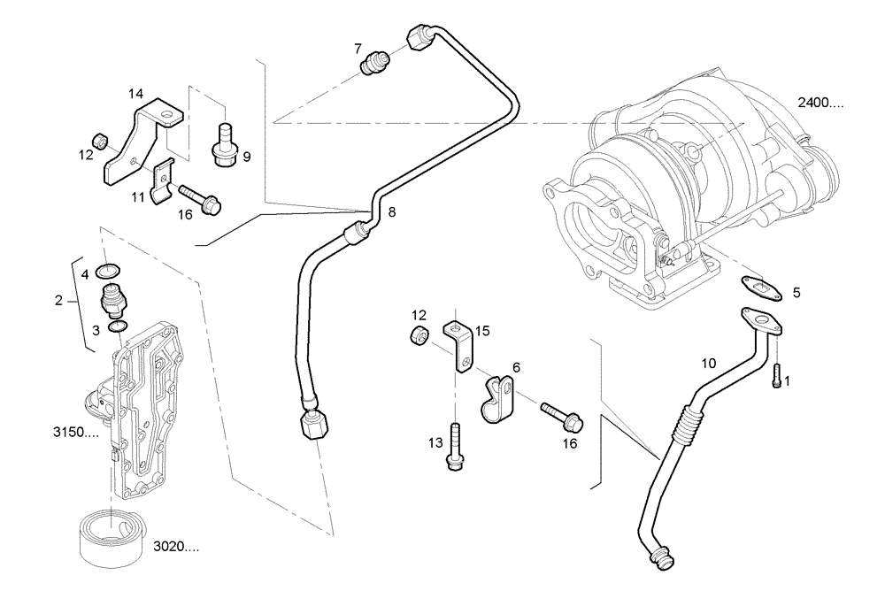 Схема запчастей Case IH F4BE0484F D601 - (3063.006) - TURBOCHARGER OIL LINES 