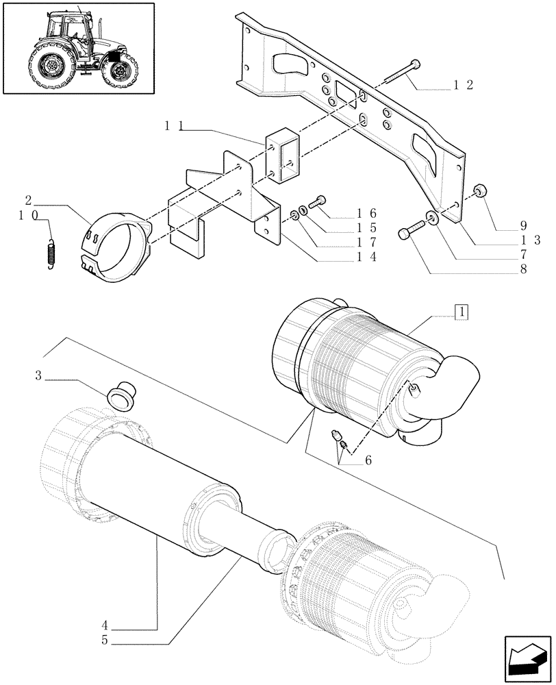 Схема запчастей Case IH JX90 - (1.19.1/02[01A]) - (VAR.199) AIR FILT. DUST EJECT. - DRY AIR CLEANER - D6355 (02) - ENGINE EQUIPMENT