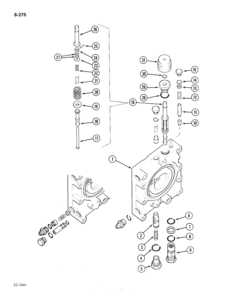 Схема запчастей Case IH 385 - (8-276) - MULTIPLE CONTROL VALVE (08) - HYDRAULICS