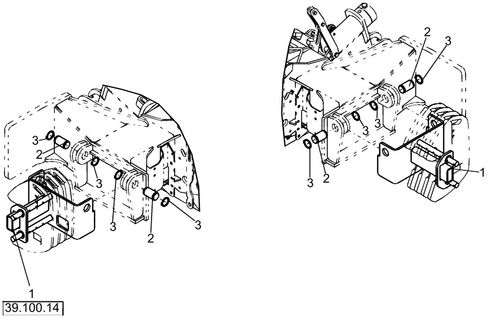 Схема запчастей Case IH 1260 - (39.100.13) - FRAME - WING WEIGHT BRACKETS (39) - FRAMES AND BALLASTING