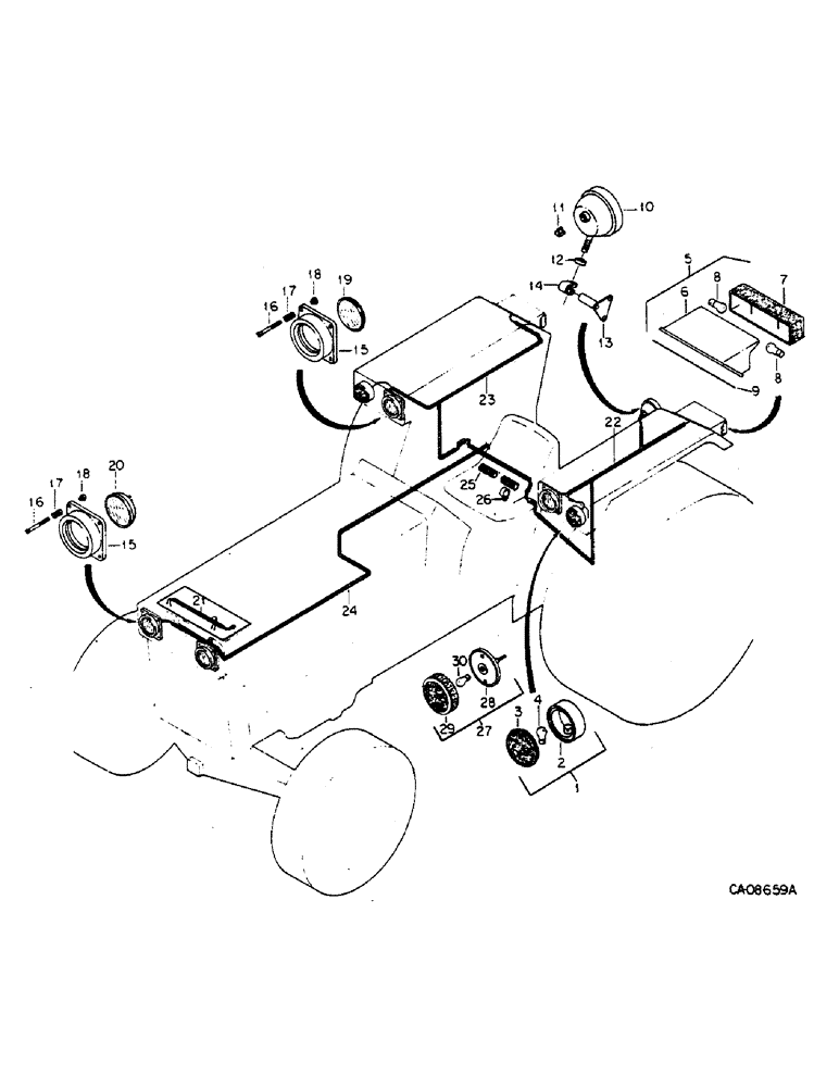 Схема запчастей Case IH HYDRO 84 - (08-19) - ELECTRICAL, TRACTOR LIGHTING AND CONNECTIONS, TRACTORS WITH FLAT TOP FENDERS (06) - ELECTRICAL