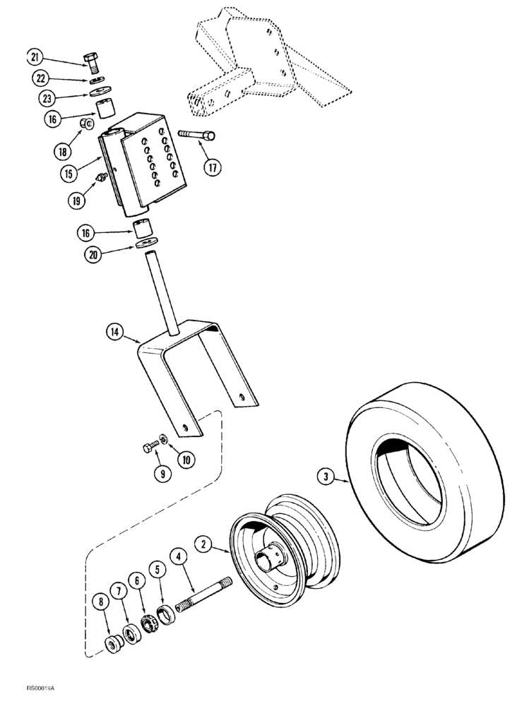 Схема запчастей Case IH 1015 - (9-014) - GAUGE WHEEL (58) - ATTACHMENTS/HEADERS