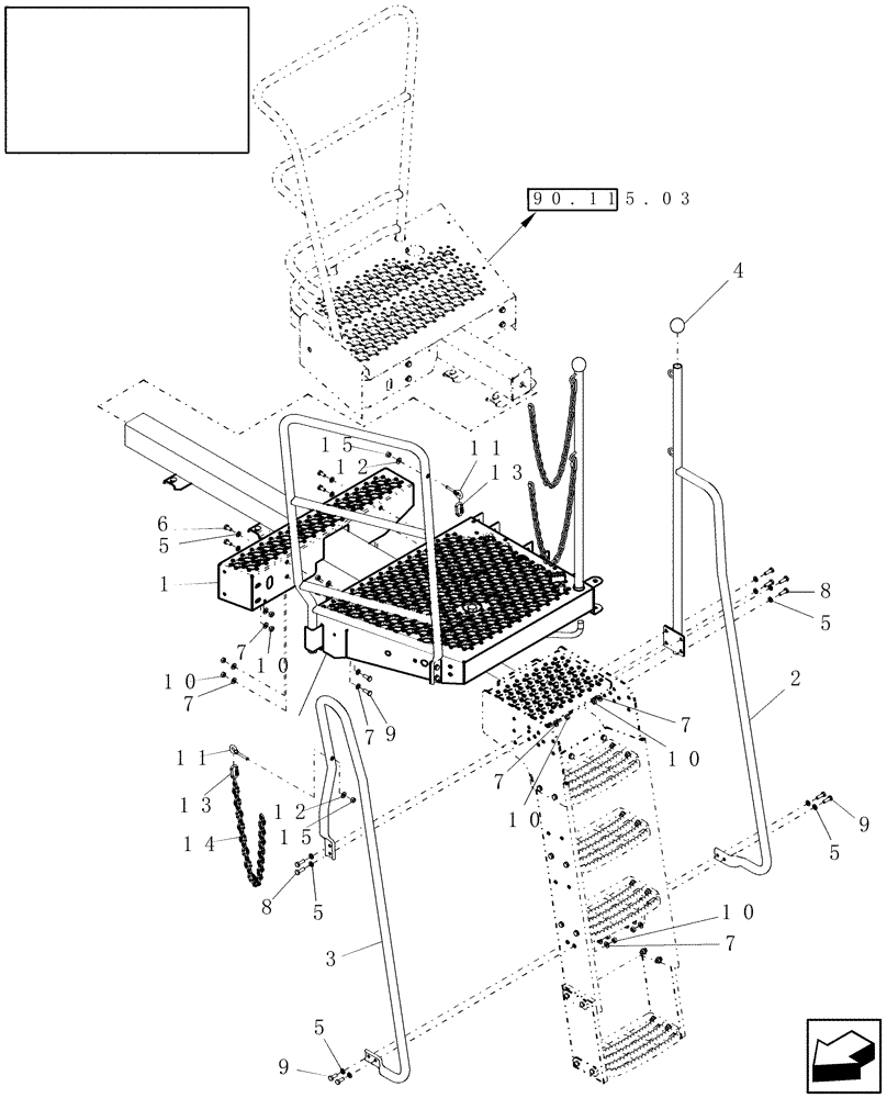 Схема запчастей Case IH 7120 - (90.118.39[01]) - RAILING, PLATFORM, NA/LATIN AMERICA (90) - PLATFORM, CAB, BODYWORK AND DECALS
