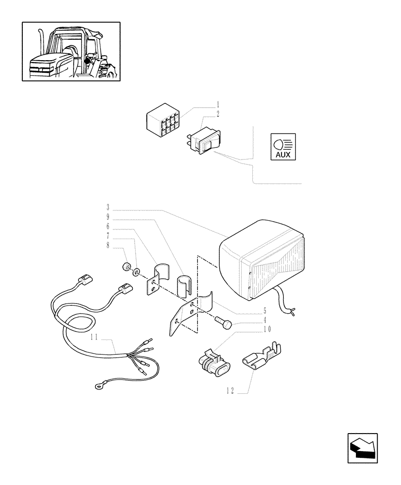 Схема запчастей Case IH MXM140 - (1.91.7/01) - (VAR.177) AUXILIARY LIGHTS KIT (LEFT HAND DRIVE) (10) - OPERATORS PLATFORM/CAB