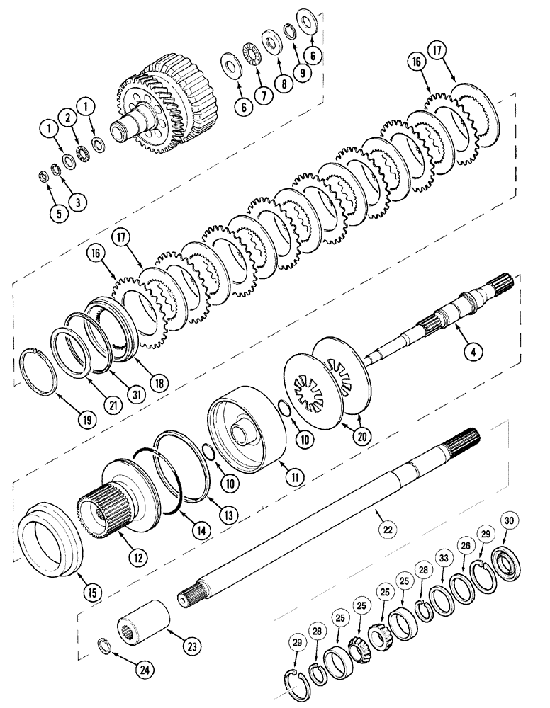 Схема запчастей Case IH MX120 - (06-39) - CLUTCH SHAFT (06) - POWER TRAIN