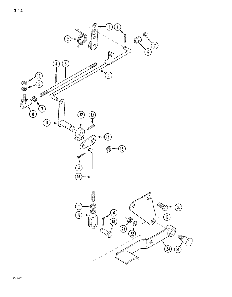 Схема запчастей Case IH 895 - (3-14) - FOOT ACCELERATOR, TRACTOR WITHOUT CAB (03) - FUEL SYSTEM