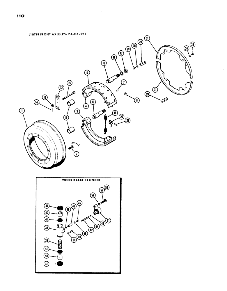 Схема запчастей Case IH 1200 - (110) - L10799 FRONT AXLE BRAKES, 15.99 RATION WITH CARDON JOINT (06) - POWER TRAIN