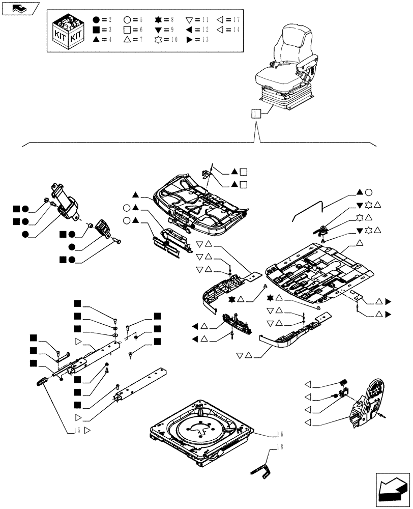 Схема запчастей Case IH PUMA 185 - (90.120.0201[02]) - DELUXE SEAT WITH REELING SEAT BELT - BREAKDOWN (VAR.720963) (90) - PLATFORM, CAB, BODYWORK AND DECALS