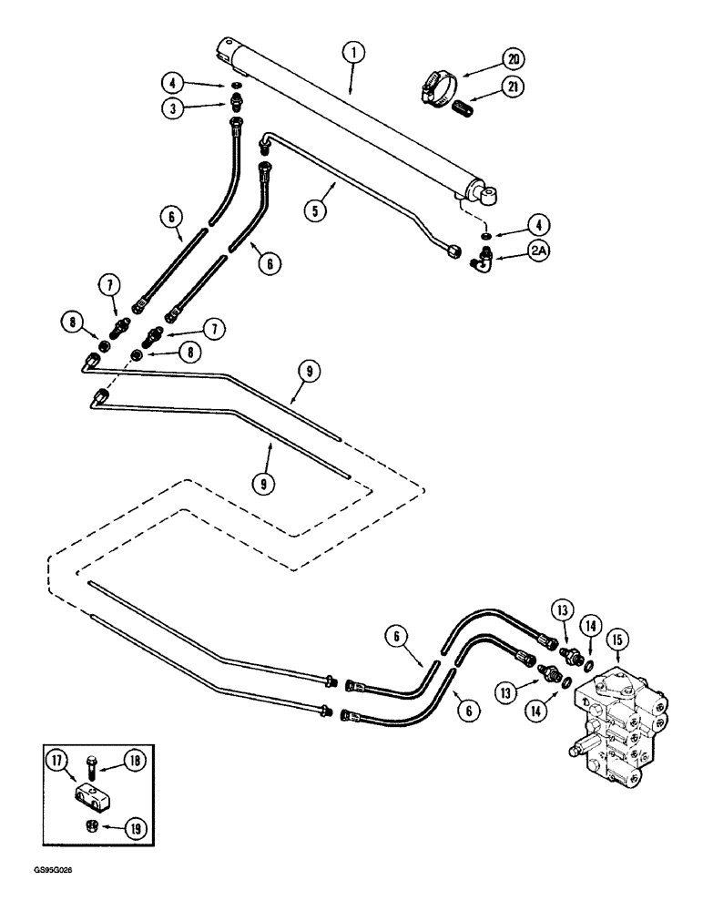 Схема запчастей Case IH 1670 - (8-74) - UNLOADER TUBE SWING CYLINDER SYSTEM (07) - HYDRAULICS